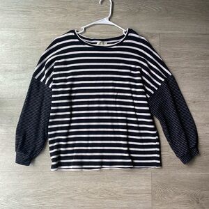 Hayden Black and White Striped Knit Top